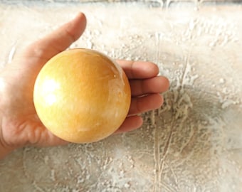 Orange Calcite Sphere 2.75 inch 489 grams 70mm 17.25 oz