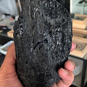Natural black tourmaline chunk healing stone