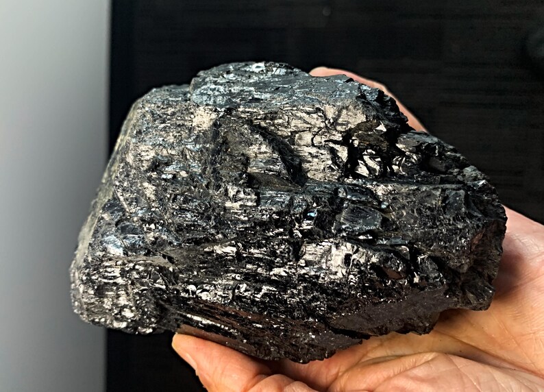 Natural black tourmaline chunk healing stone