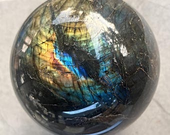 Large Labradorite Sphere Flashy Crystal for Aura Protection and Intuition Boost