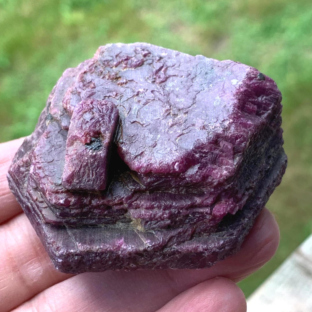 Raw Ruby Crystal Specimen, Hexagonal Layered Growth, 50mm Red Corundum ...