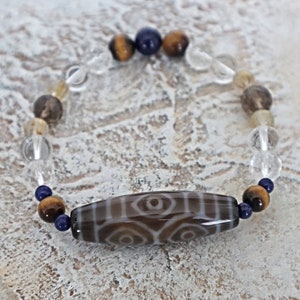 Rare 6 Dragon Eye Dzi Bead Bracelet| Tibetan Agate Dzi Bead Bracelet| Bead Bracelet| Amulet of success and luck| Crystal Bracelet, Rare find