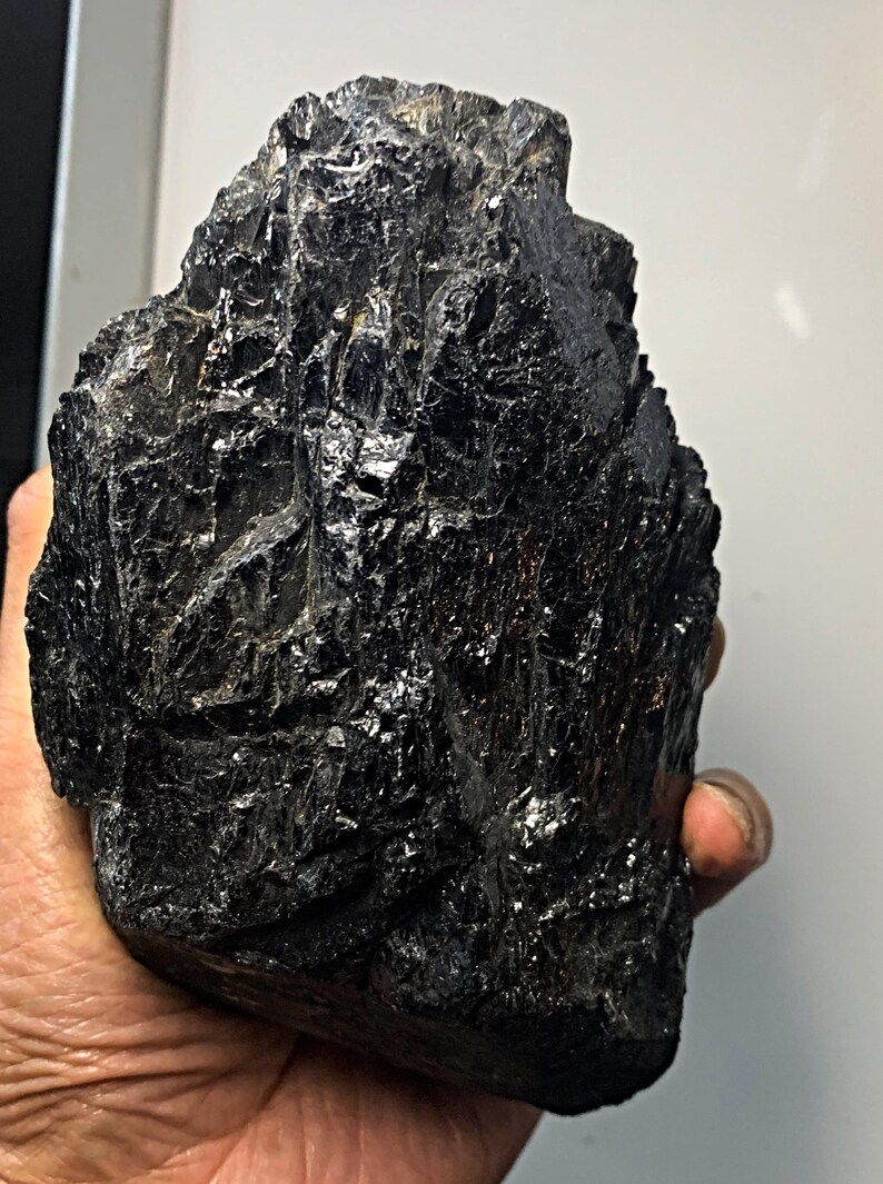 Grounding black tourmaline raw mineral rock