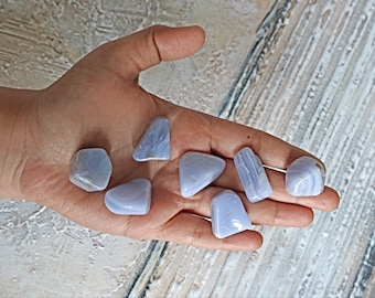 4 Steine Blaue Spitze Achat Tumbled Stones 30 Gramm One OZ FREE US Shipping