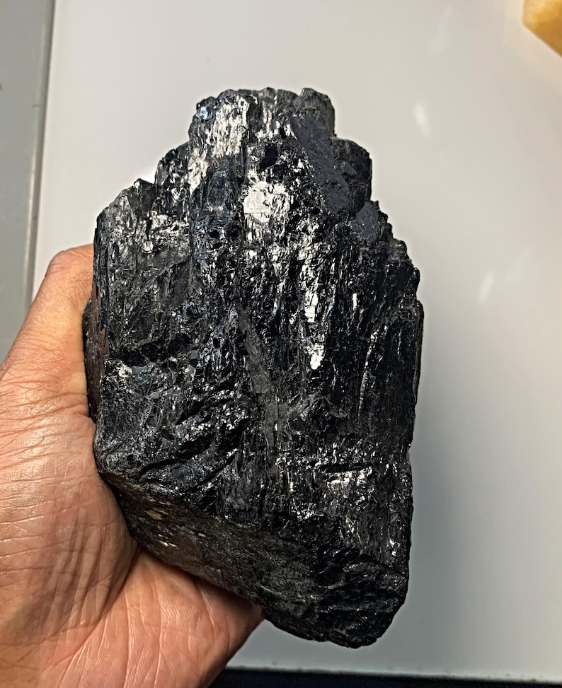 Natural black tourmaline chunk healing stone