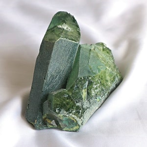 Raw Green Quartz Crystal Cluster Ghost Phantom, G2