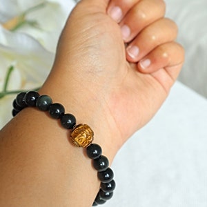 Blue Tiger Eye Bracelet: Dragon Ball Charm, Root Chakra