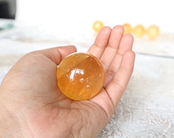 AAA Honey Calcite Sphere: Polished Yellow-Orange Crystal (38mm)