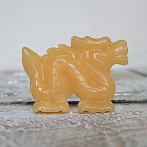 Lucky Dragon Feng Shui for Wealth Longevity Success Crystal Home Decor, Orange Calcite Crystal Stone Dragon
