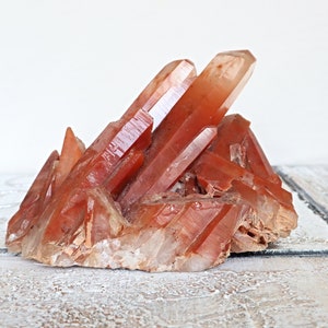 Large Red Quartz Hematoid Cluster Crystal Specimen, Harlequin Himalaya Natural Red Fire Quartz Healing Crystal Stone, Unique Home Decor