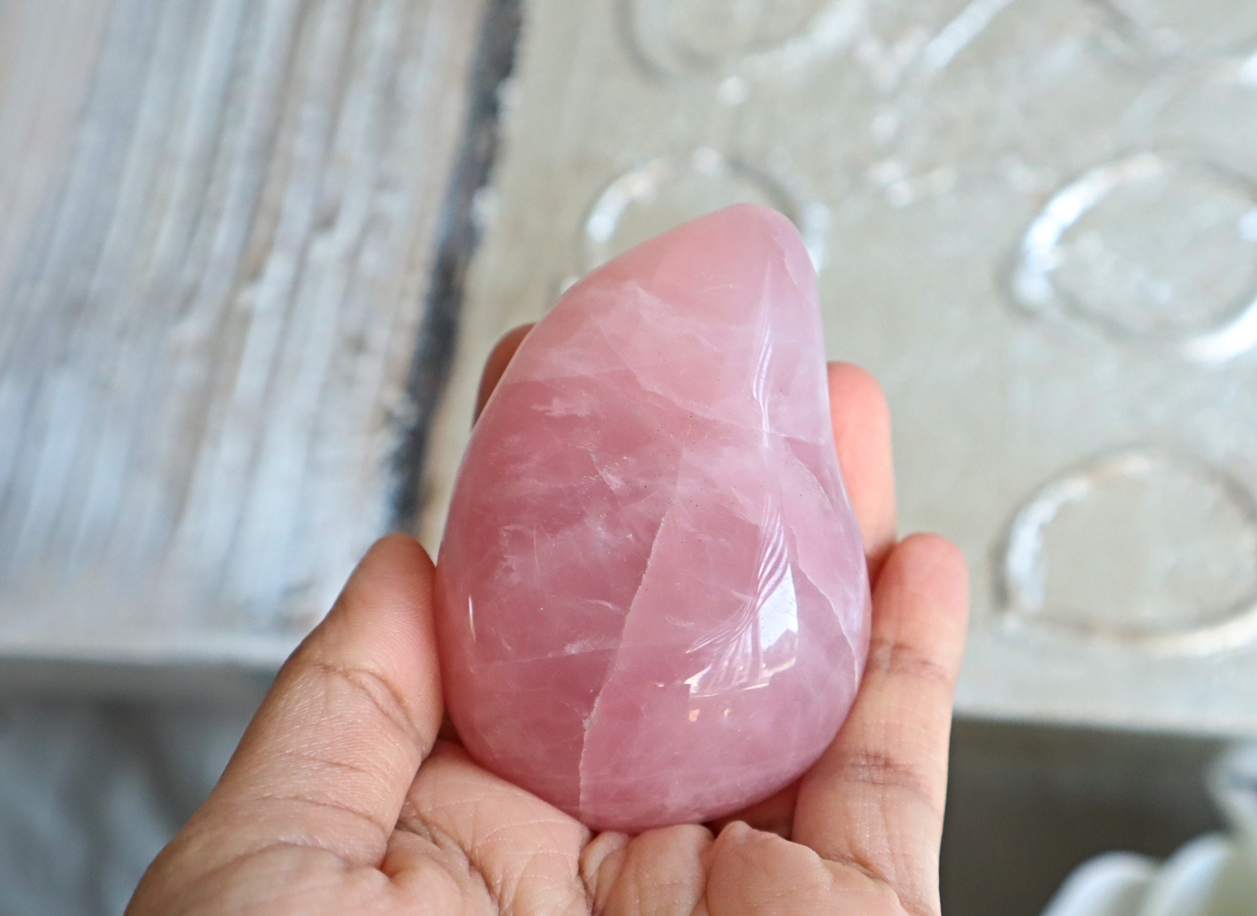 Rose Quartz Massage Stone, Stress Relief Crystal, Calming Stone Crystal