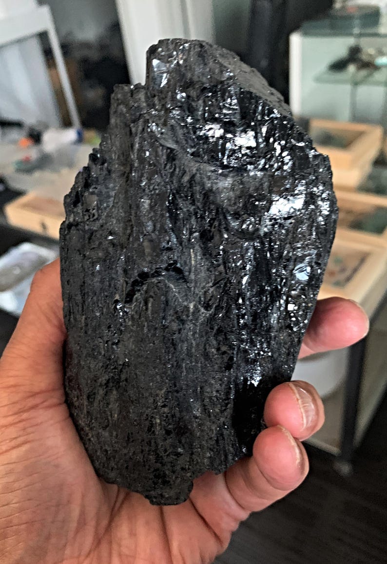 Protective raw black tourmaline for home decor