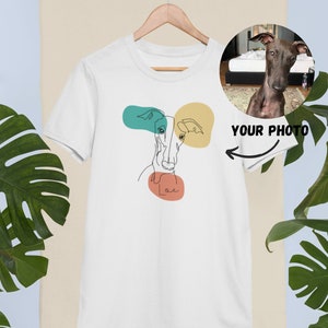 T-shirt personnalisé portrait d'animal de compagnie, avec photo d'animal de compagnie + nom, chemise de chien personnalisée, cadeau de t-shirt d'animal de compagnie personnalisé, t-shirt de dessin fait main