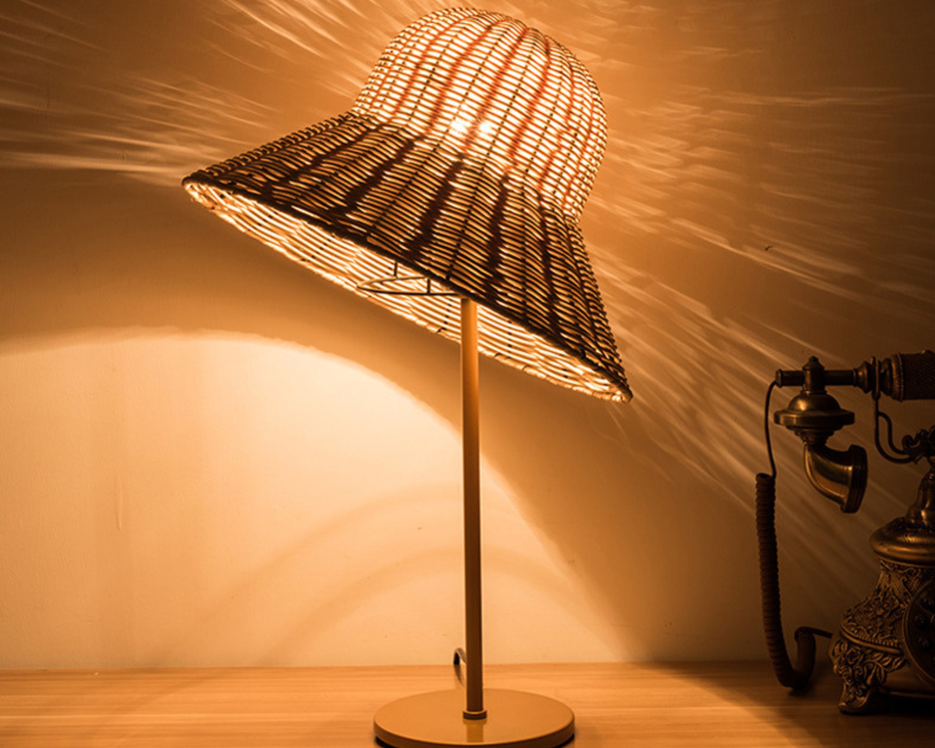Woven Rattan Table Lamp Rattan night Rattan Lampwoven Etsy