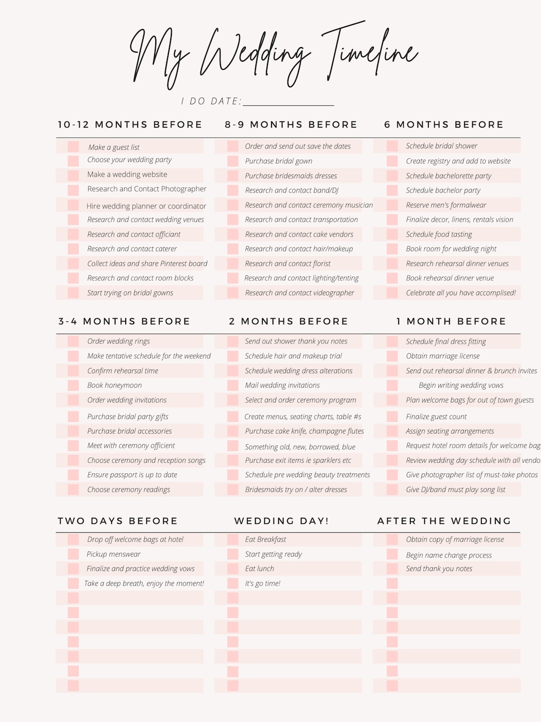 2024 Wedding Planning Timeline and Checklist