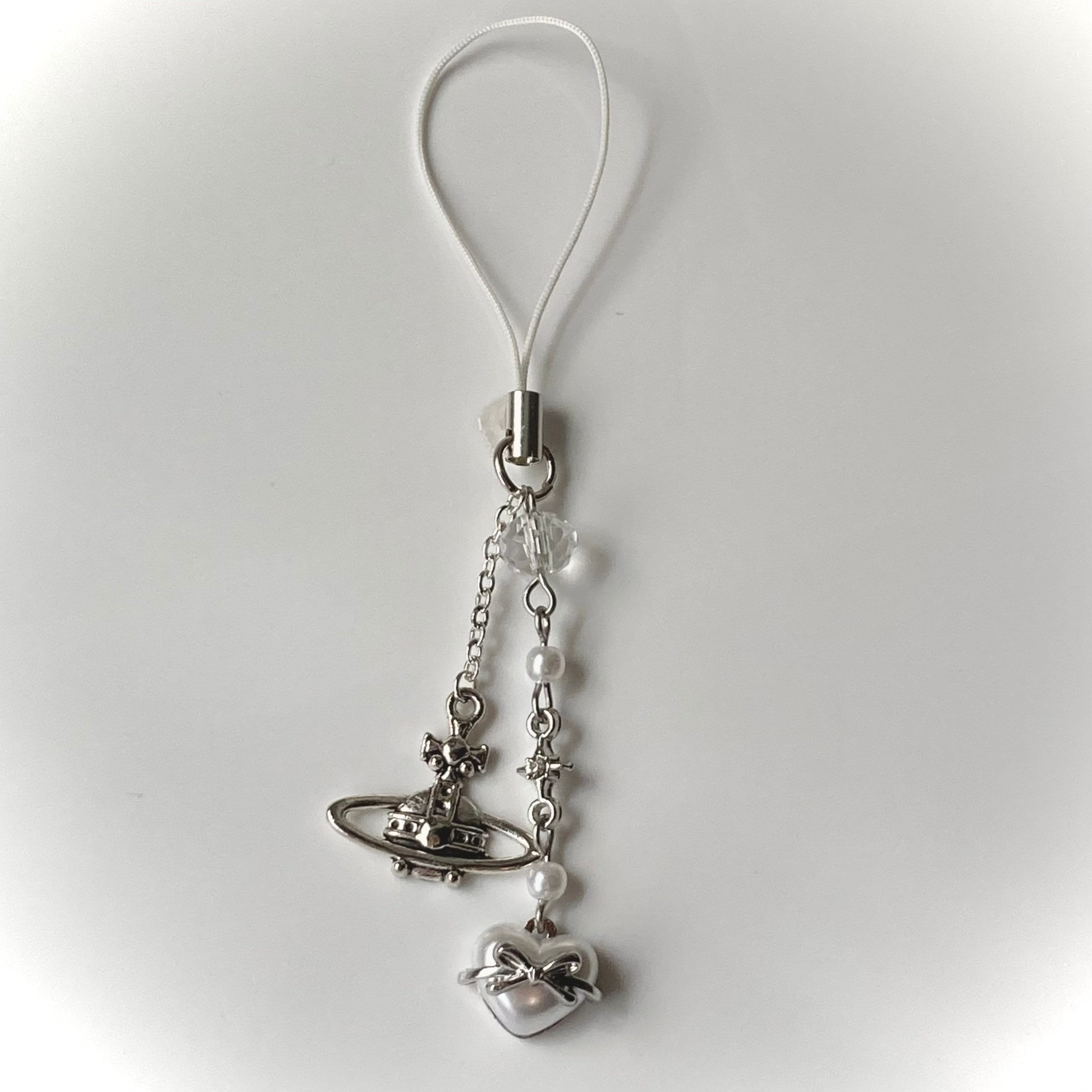 Y2K Phone Charm / White, Silver, Vivienne Westwood, Heart Charm, Dainty Cyber Y2k, Bow - Etsy Y2K Phone Charm / White, Silver, Vivienne Westwood, Heart Charm, Dainty Cyber Y2k, Bow - Etsy