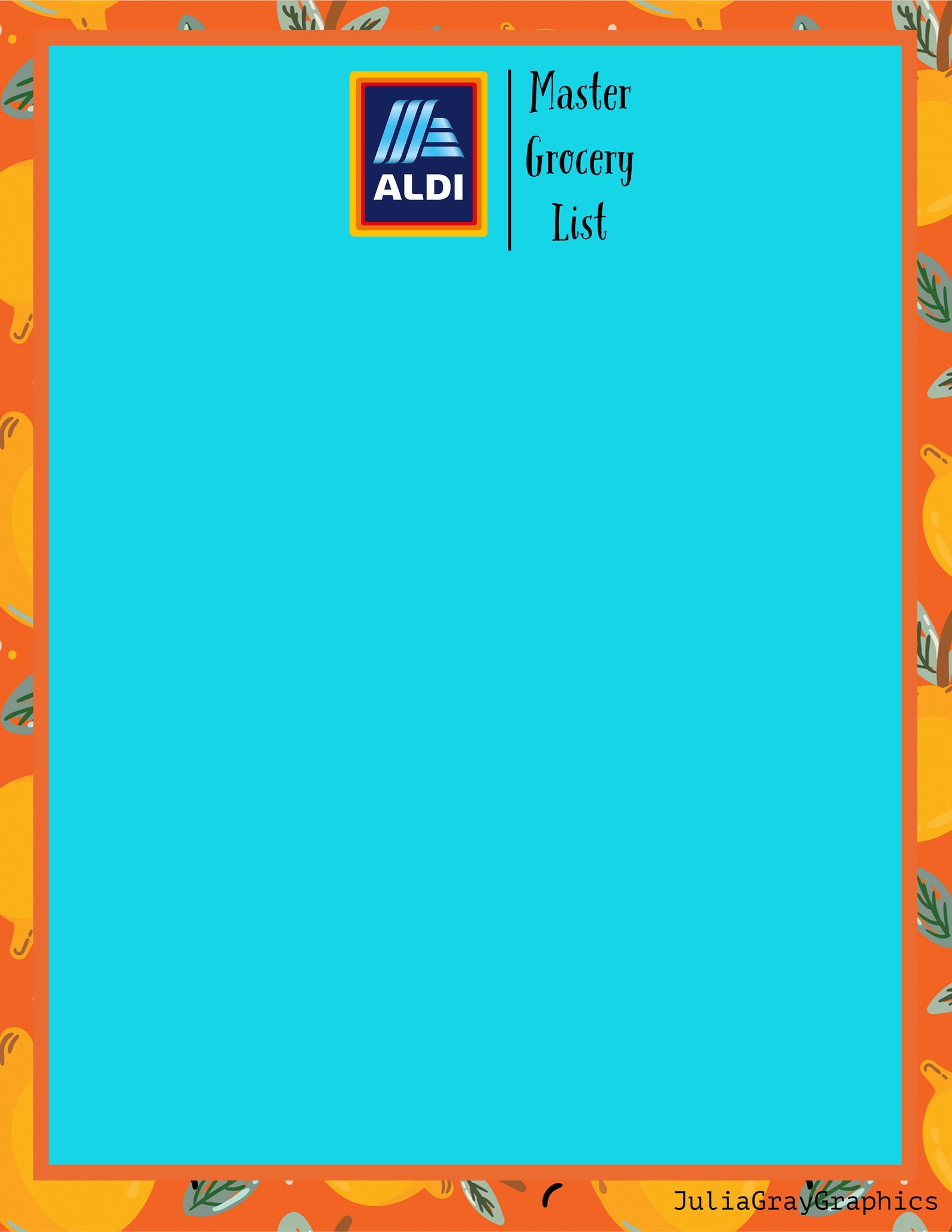 Aldi Grocery List Template DIGITAL DOWNLOAD 3 File Types - Etsy