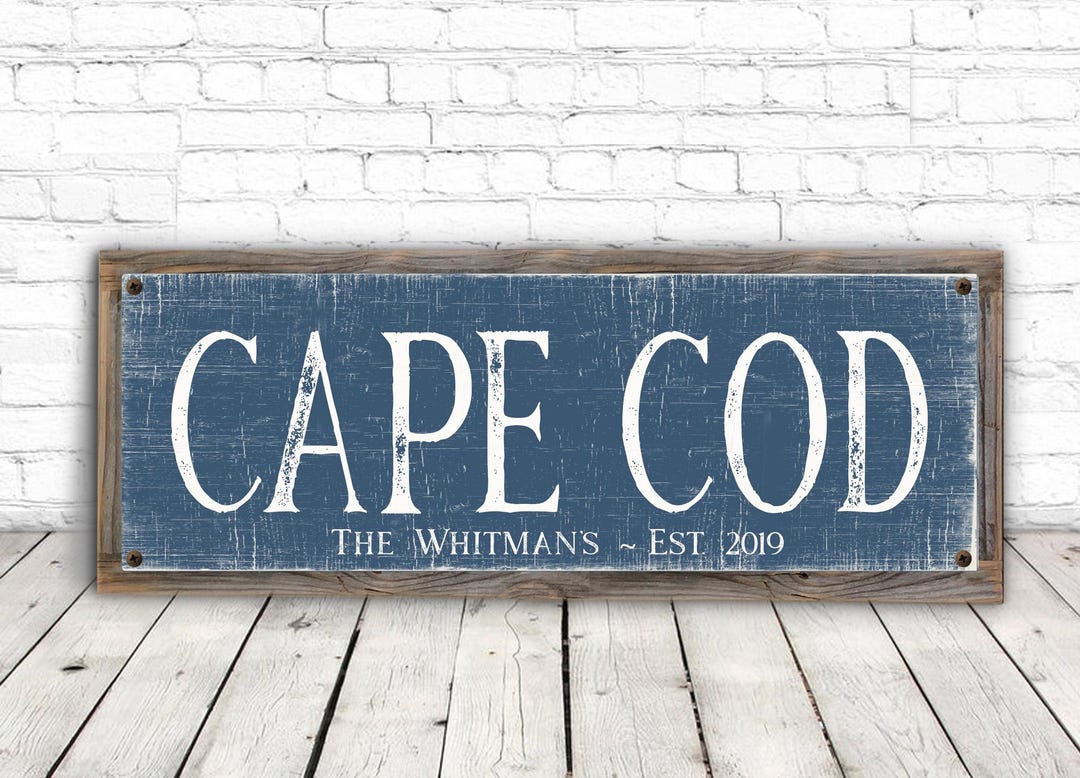 Cape Cod Sign Symbol Cape Cod Metal Print Mounted on Reclaimed Wood Frame-rustic Coastal ...