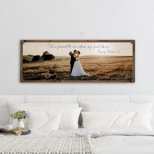 Custom Photo Art Sign-Framed Metal Print-Custom Wedding Photo Sign-Master Bedroom Photo Art Sign-Scripture on Photo Print-Over Bed Photo Art