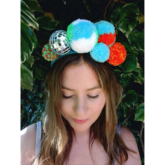 Pom Pom mirror disco ball festival crown headband