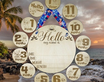 Stitch (& Lilo) Baby Monthly Milestones