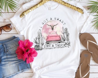 Country music concert tee / Heart like a truck /  / Bella + Canvas / Gift for Her / Sublimation T-Shirt / Lainey / Country Western Boho Tee
