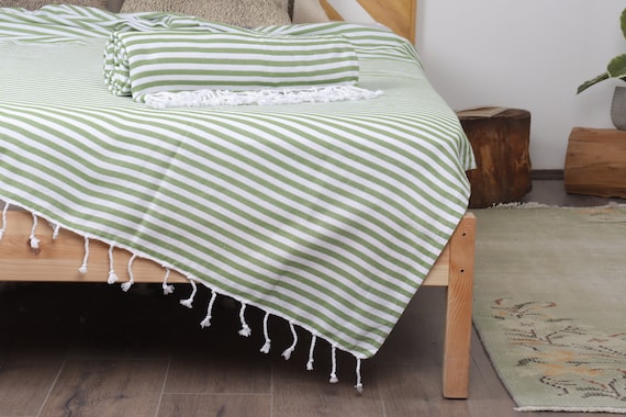Sofa Blanket Large Towel Khaki Green Throw Striped Blanket 75x103 Inches Woven Blanket Throw Couch Blanket Wholesale Throw Etsy UK