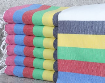 Personalized Towel, Personalized Turkish Towel, Rainbow Towel, Striped Towel, 40x71 Inches Personalized Bridesmaid Beach Towel,