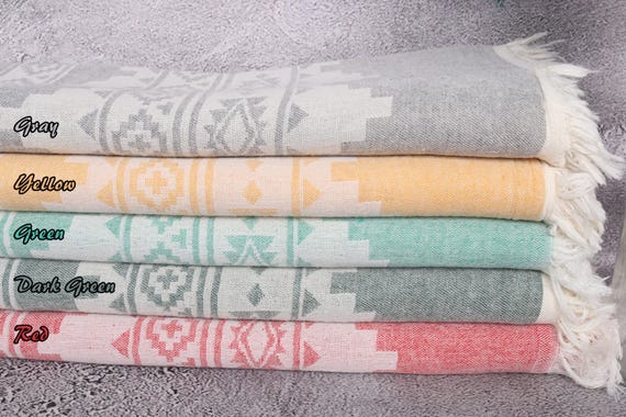 Woven Throw Blanket, Bachelorette Gifts, Kilim Blanket, Personalized Blanket, 56"x85" Cotton Blanket, Halloween Gifts,
