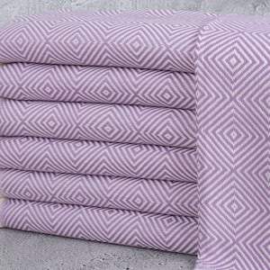 Toalha de chá de algodão, toalha de mão de cozinha pendurada, toalha lilás, toalha de diamante, toalha turca de 20 x 28 polegadas, toalha de spa, toalha de decoração,