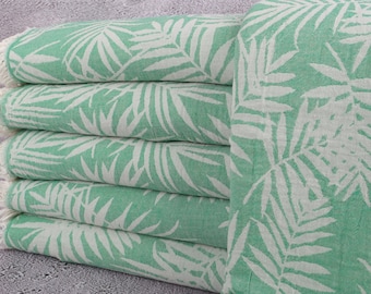 Turkish Blanket, Wedding Gift Blankets, Floral Patterned Bedspread, 79x99 Inches Shower Curtain, Green Turkey Throw, Turkish Bedspread,