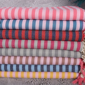Striped Towel, Large Turkish Towel, 40&quot;x71&quot; Cotton Towel, Turkish beach towel, Turkish Towel Beach, Personalized Gift For Him,
