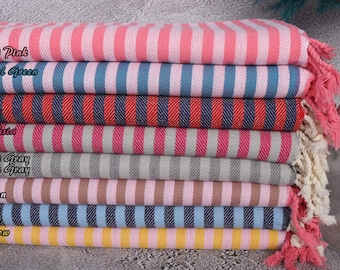Striped Towel, Large Turkish Towel, 40"x71" Cotton Towel, Turkish beach towel, Turkish Towel Beach, Personalized Gift For Him,