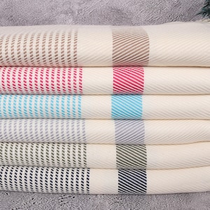 79&quot;x87&quot; Cotton Blanket, Throw Blankets, Bridesmaid Gifts, Striped Blanket, Turkish Blanket, Woven Blanket, Personalized Wedding Gift,