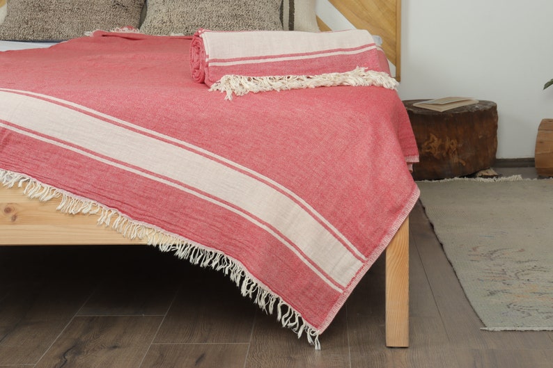 Wholesale Blankets, Home Decor Blanket, Red Throw, Striped Throw, 60x71 Inches Shower Curtain, Bulk Order Blanket, Couch Throw, image 1