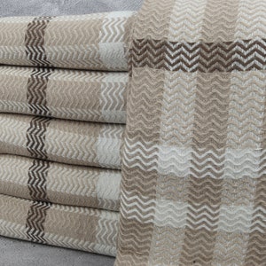 Custom Wedding Gifts, Striped Throw, 79&quot;x89&quot; Brown Cotton Throw, Decorative Blanket, Woven Throw Blanket, Bachelor Party Favors,
