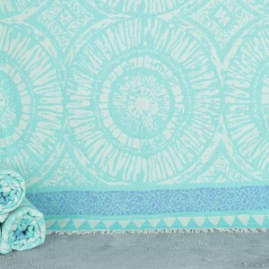 Custom Turkish Towel, Turkish Beach Towel, Benetton Green-Sax Blue Towel, Patterned Towel, Geometric Towel, 40x71 Inches Customized Towels,