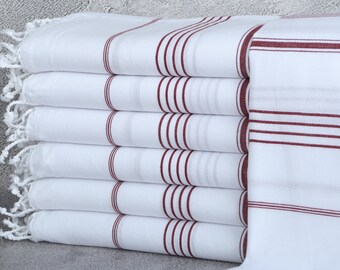 Turkish Beach Towel Personalized, Turkish Towels Beach, Burgundy Towel, Striped Towel, 40x71 Inches Towels With Names, Scarf Towel,