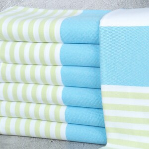Personalized Turkish Towel, Personalized Turkish Beach Towel, Turquoise-Green Towel, Striped Towel, 40x71 Inches Organic Beach Towel,