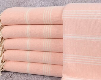 Wedding Gift Towels, Personalized Towel, Coral Towel, Striped Peshtemal, 40x71 Inches Turkish Towel for Gift, Gym Peshtemal,