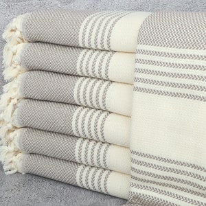 Turkish Bath Towel, 40x71 Inches Brown Cotton Towel, Striped Towel, Turkish Beach Towel, Bridal Shower Gift, Peshtemal,