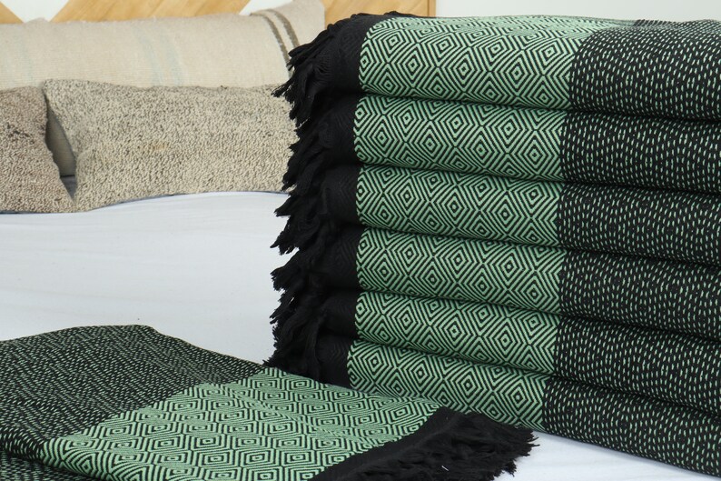 Bedcover, Sofa Blanket, Green Blanket, Diamond Throw, 79x99 Inches Aesthetic Blanket, Turkey Throw, Gift Throw, Organic Blanket, image 3