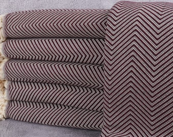 Home Decor Blanket, Turkish Blanket, Chevron Throw, 79x91 Inches Sofa Cover, Burgundy Beach Blanket, Bulk Order Bedcover, Organic Bedspread