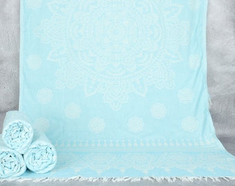 Personalized Gift for her, Turkish Towels Beach, Turquoise Towel, Floral Patterned Towel, 36x73 Inches Bridesmaid Gifts Personalized,