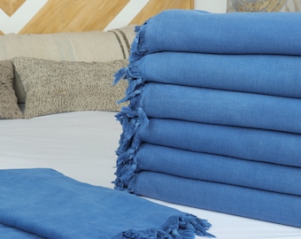 ベッドカバー、ウェディングギフトブランケット、サックスブルー