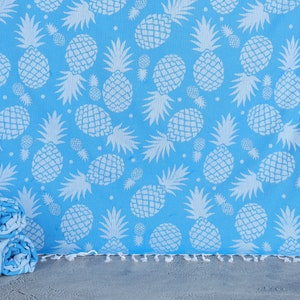 Embroidered Beach Towel, Turkish Bath Towel, Turquoise Towel, Pineapple Patterned Towel, 36x71 Inches Personalized Gift, Guest Towel,