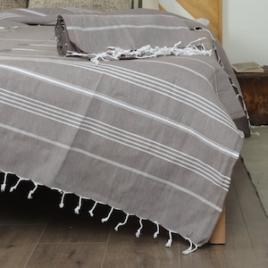 Divano gettare, coperta turca, plaid marrone, getto a righe, copriletto boho 63x91 pollici, coperta all'ingrosso, coperta organica,