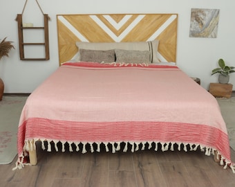 Sofa Blanket, Large Towel, Red Throw, Striped Throw, 91x95 Inches Wedding Gift Blanket, Camping Throw, Wholesale Blanket, Decor Blanket,