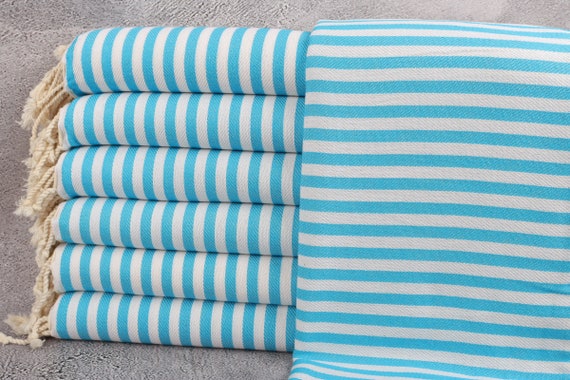 Bath Towel Wedding Gift Towels Turquoise Peshtemal Striped