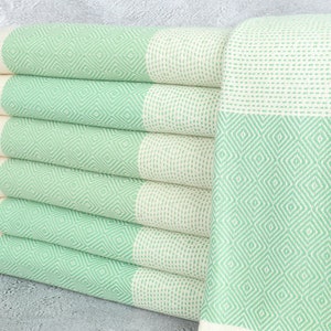 Home Decor Blanket, Turkish Bedspread, Light Green Throw, Diamond Throw, 79x103 Inches Wedding Gift Blanket, Yoga Throw, Organic Throw,